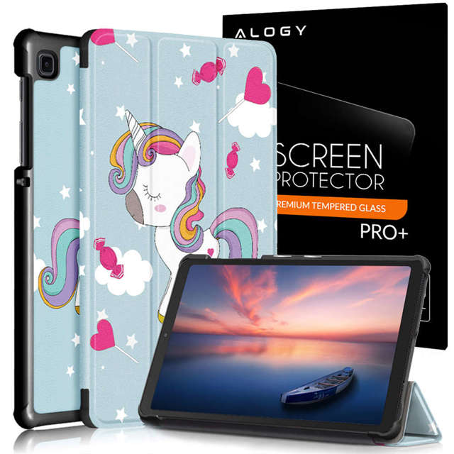 Alogy Book Cover Tablet Hülle für Samsung Galaxy Tab A7 Lite 8.7 T220 / T225 Einhorn Glas