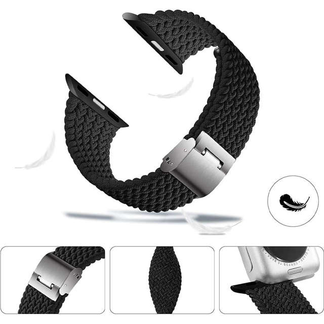 Alogy Elastic Strap für Apple Watch 1/2/3/4/5/6/7/8/SE/Ultra (42/44/45/49 mm) Schwarz