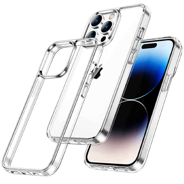 Alogy Hybrid Case Schutzhülle für Apple iPhone 14 Pro Transparent 3x Bildschirmglas 1x Linsenglas