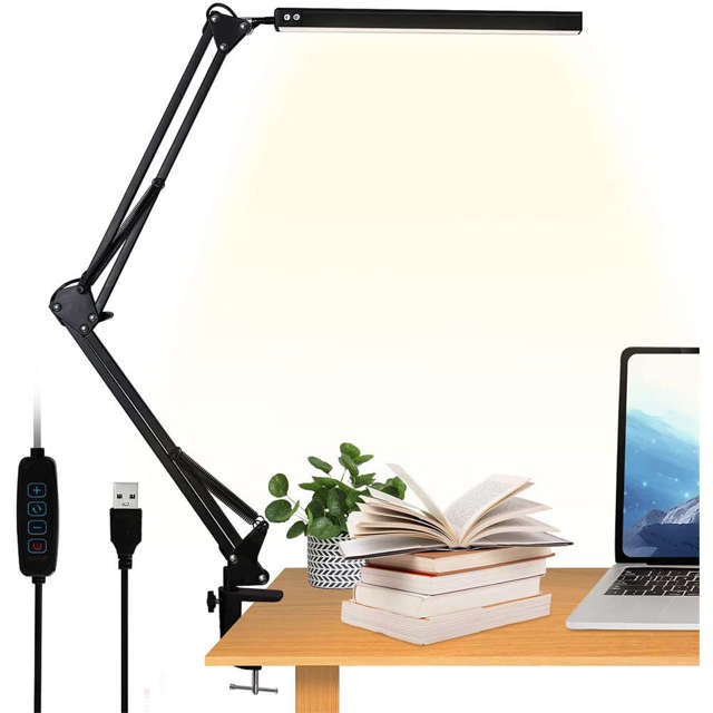 Alogy LED-Schreibtischlampe Dreslarska USB mit einem verstellbaren langen Arm für die Schreibtischplatte Schwarz