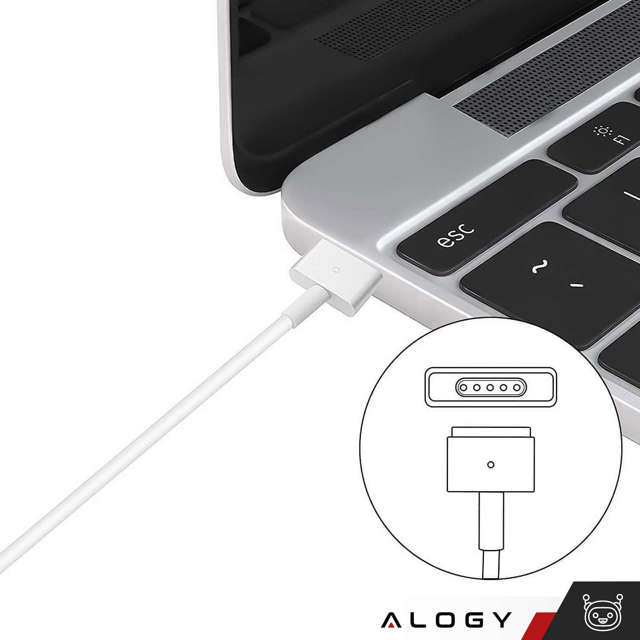 Alogy Ladegerät MacBook Ladegerät Apple MacBook MagSafe 2 T-Typ 60W Netzteil  Weiß 