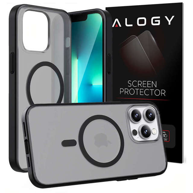 Alogy MagCase Matte Case für MagSafe Case mit Magnetring für Apple iPhone 14 Pro Black Glass