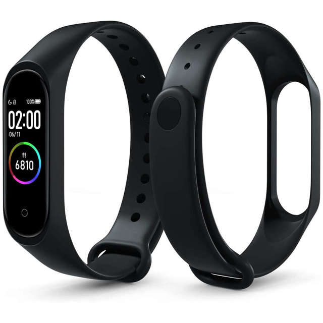 Alogy Soft Band Silikonarmband für Xiaomi Mi Band 5 / 6 / 6 NFC / 7 Schwarz