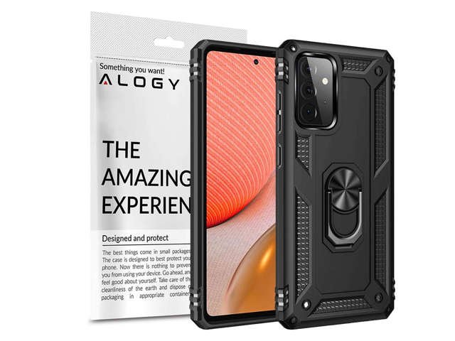 Alogy Stand Armor Ring-Rüstungshülle für Samsung Galaxy A72 Schwarz