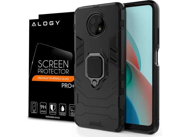 Alogy Stand Ring Armor Hülle für Xiaomi Redmi Note 9T / 9T 5G schwarzes Glas