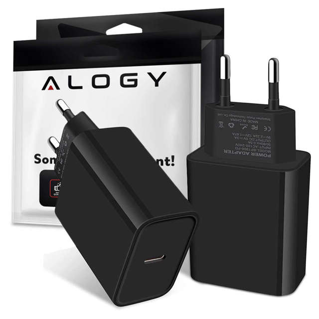 Alogy Wandladegerät schnell USB-C Typ C PD 20W Schwarz 1m USB-C Kabel