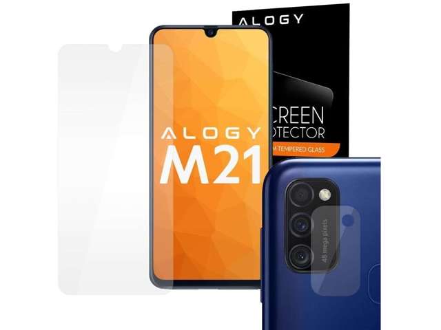 Alogy gehärtetes Glas für den Bildschirm des Samsung Galaxy M21 Glas für die Linse