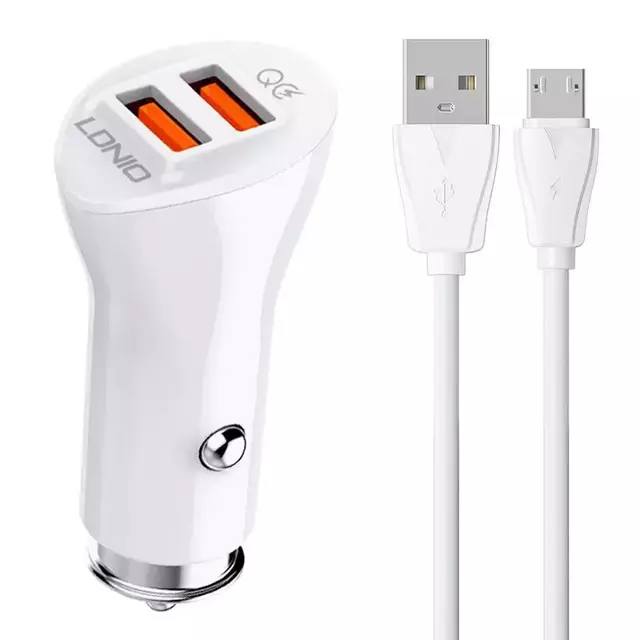 Autoladegerät LDNIO C511Q 2USB MicroUSB-Kabel