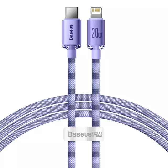 Baseus Crystal Shine Series Kabel USB-Kabel für schnelles Aufladen und Datenübertragung USB Typ C - Lightning 20W 1,2m Lila (CAJY000205)