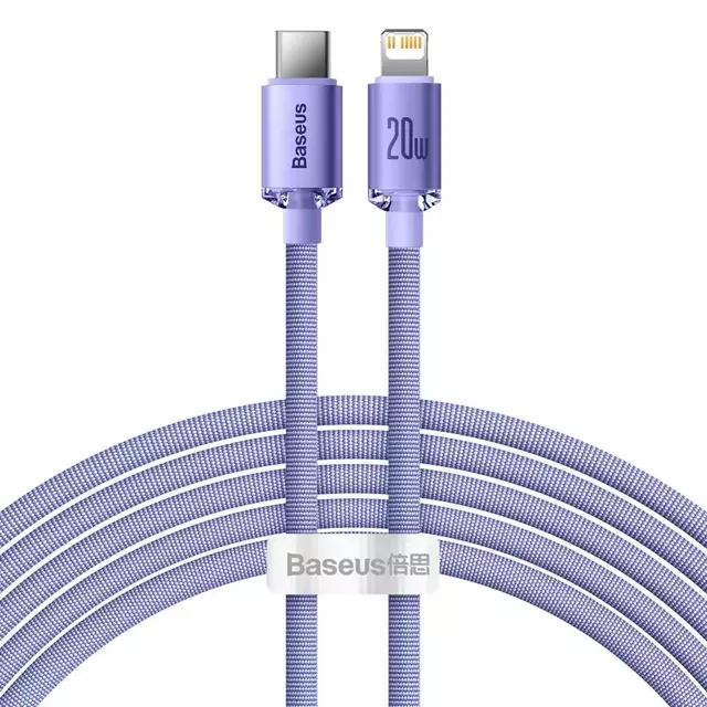 Baseus Crystal Shine Series Kabel USB-Kabel für schnelles Aufladen und Datenübertragung USB Typ C - Lightning 20W 2m lila (CAJY000305)