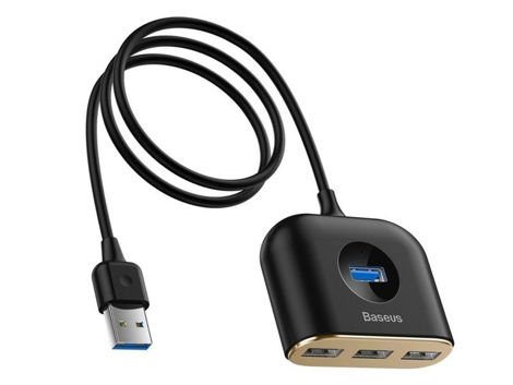 Baseus Square Round 4w1 HUB Adapter 1x USB 3.0 3x USB 2.0 Micro 1m Schwarz