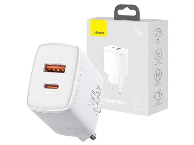 Baseus USB PD QC 3.0 20W weißes Wandladegerät