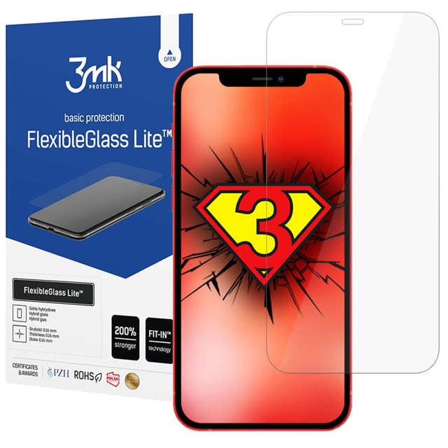 Bruchsicheres 3mk Flexible Glass Lite Hybridglas für Apple iPhone 12/12 Pro