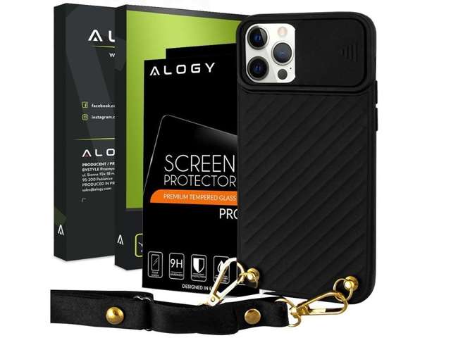 CrossBody Alogy Schutzhülle mit Schultergurt für iPhone 12 Pro Max Black Glass