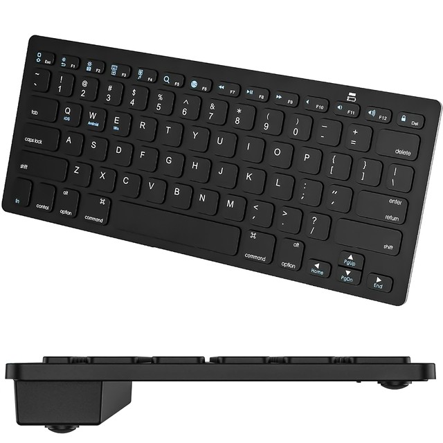 Drahtlose Bluetooth BT 3.0-Tastatur, universell für iPad iMac iOS Android Windows Slim Schwarz