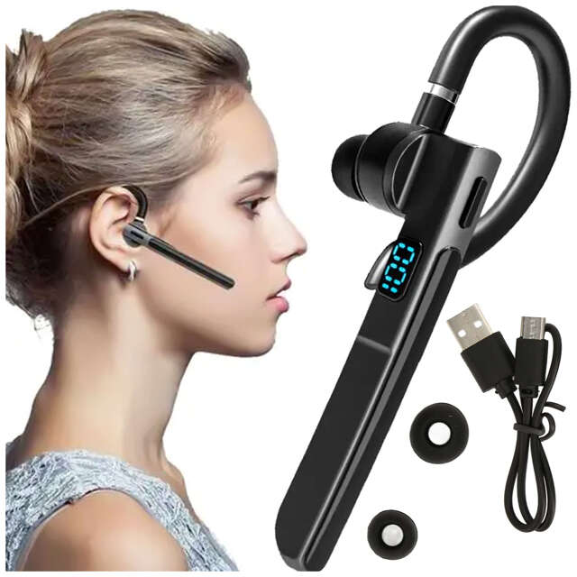 Drahtloses Bluetooth 5.3-Headset für Anrufe, Headset für Autos mit LED-Anzeige Alogy Black