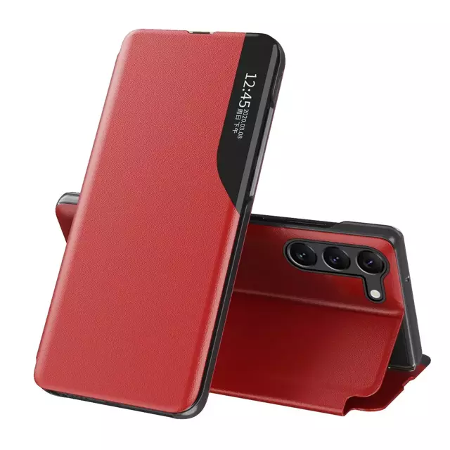 Eco Leather View Case für Samsung Galaxy S23 Plus mit Klappständer rot