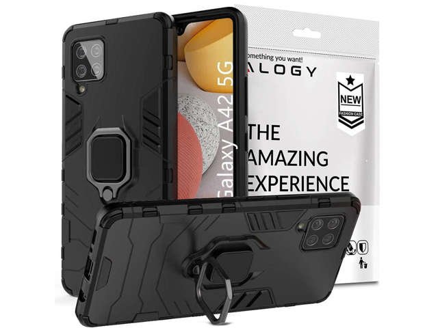 Etui Alogy Stand Ring Armor für Samsung Galaxy A42 5G schwarz
