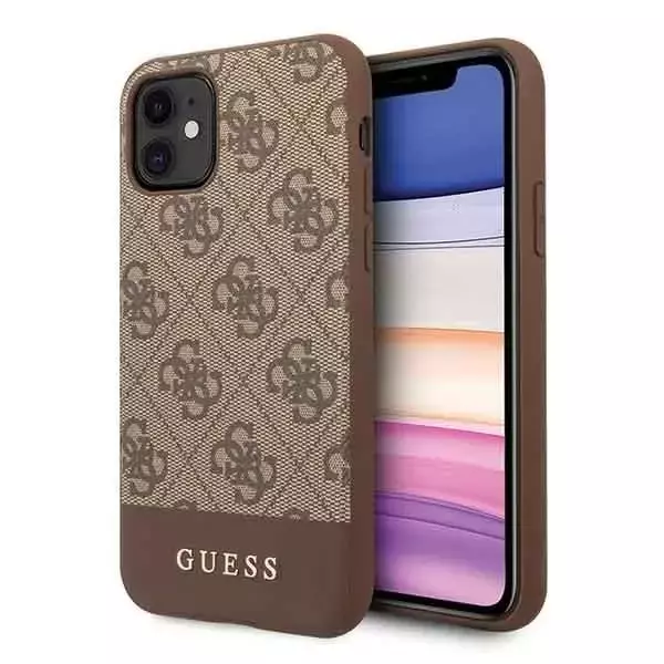 Etui Guess GUHCN61G4GLBR für Apple iPhone 11 6,1" / Xr brązowy/brown Hard Case 4G Stripe Collection