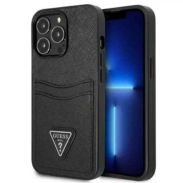 Etui Guess GUHCP13LPSATPK für Apple iPhone 13 Pro / 13 6,1" Czarny/Black Hardcase SaffianoTriangle Logo Cardslot