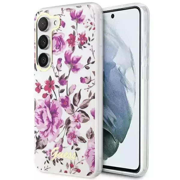 Etui Guess GUHCS23MHCFWST für Samsung Galaxy S23 Plus S916 biały/white Hardcase Flower Collection