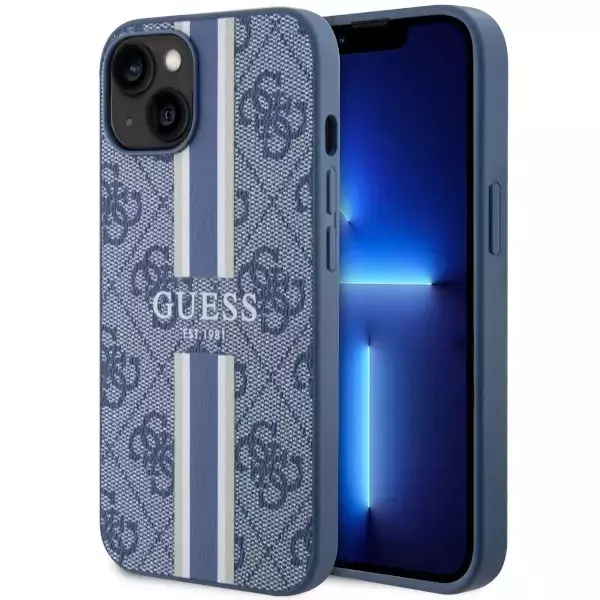 Etui Guess GUHMP14MP4RPSB für iPhone 14 Plus 6,7" Hardcase 4G bedruckte Streifen MagSafe