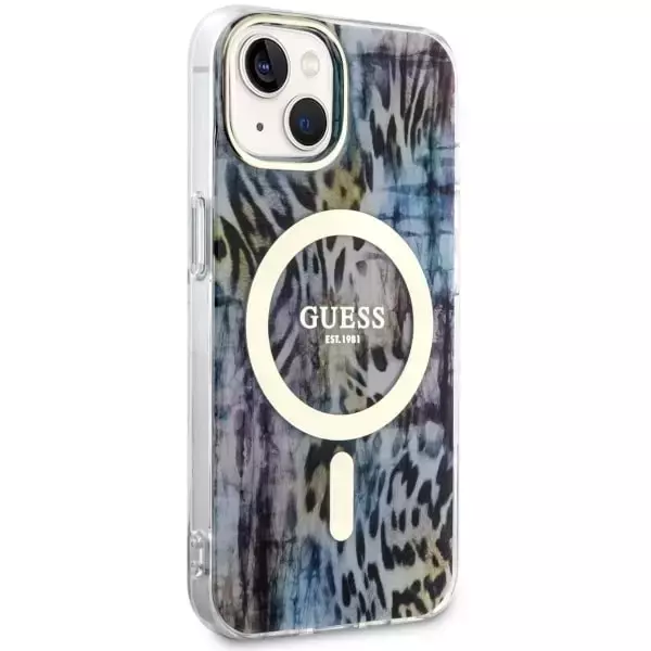 Etui Guess GUHMP14SHLEOPWB für iPhone 14 6,1" Hardcase Leopard MagSafe