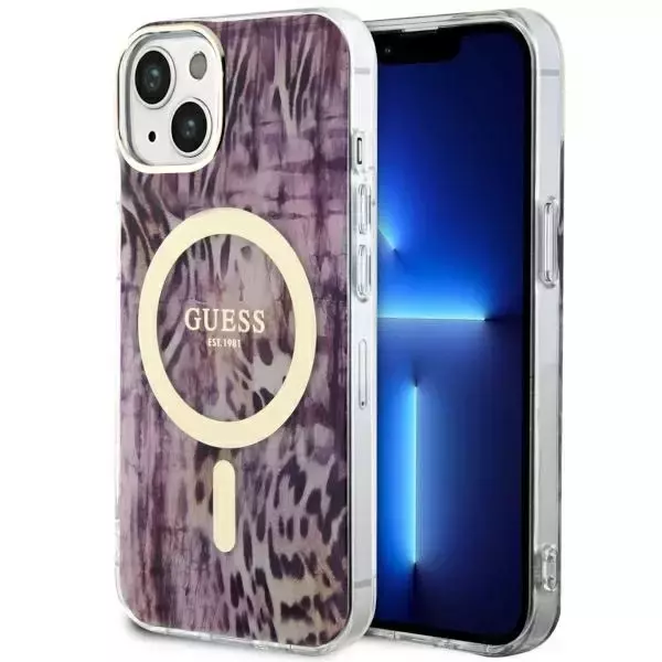 Etui Guess GUHMP14SHLEOPWP für iPhone 14 6,1" Hardcase Leopard MagSafe