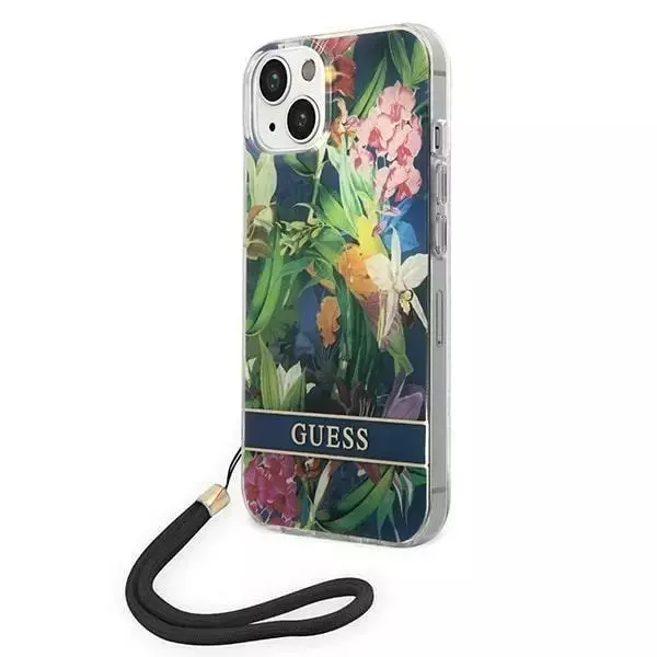 Etui Guess GUOHCP14MHFLSB für Apple iPhone 14 Plus 6,7" Niebieski/Blue Hardcase Flower Strap