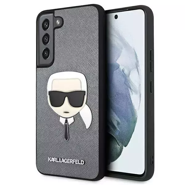 Etui Karl Lagerfeld KLHCS22MSAKHSL S906 für Samsung Galaxy S22 Plus Hardcase Saffiano Ikonik Karl`s Head