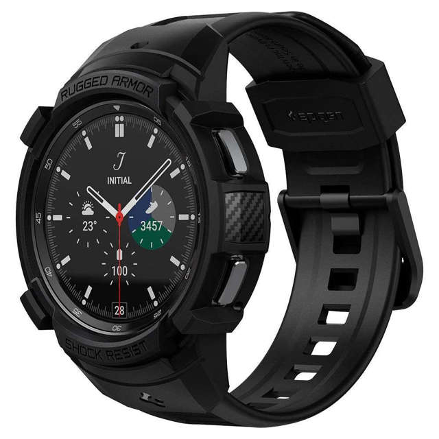 Etui Spigen Rugged Armor Pro für Samsung Galaxy Watch 4 Classic 46mm Mattschwarz