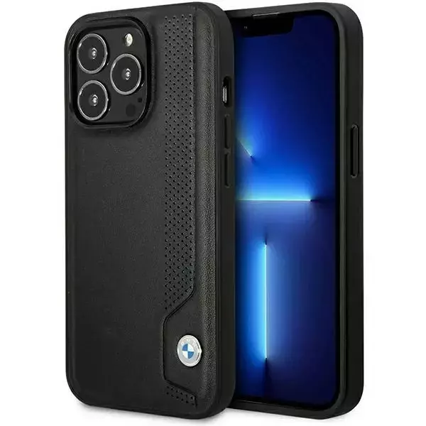 Etui für das Telefon BMW BMHCP14L22RBDK für das Apple iPhone 14 Pro 6,1" Czarny/Black Hardcase Leather Blue Dots