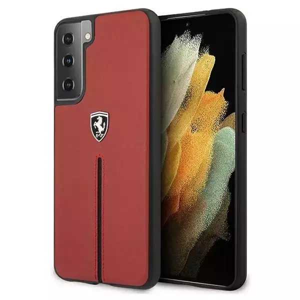 Etui für das Telefon Ferrari Hardcase für das Samsung Galaxy S21 Plus czerwony/red hardcase Off Track Leather Nylon Stripe