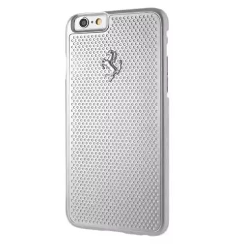 Etui na telefon Ferrari Hardcase iPhone 6/6S perforiertes Aluminium srebrny/silber