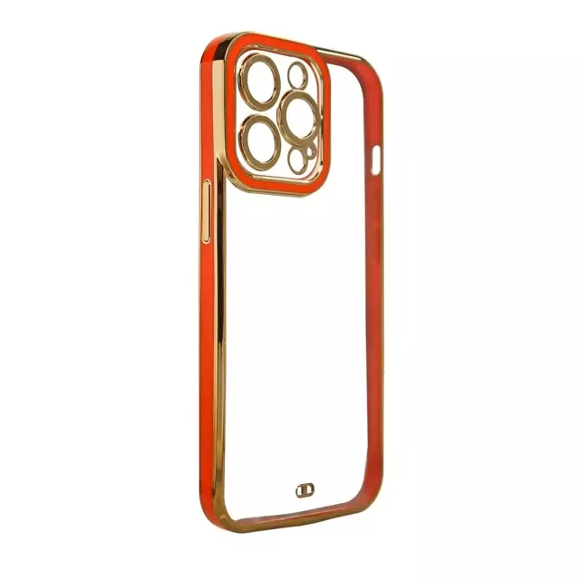 Fashion Case für iPhone 13 Pro Gold Frame Gel Cover Rot