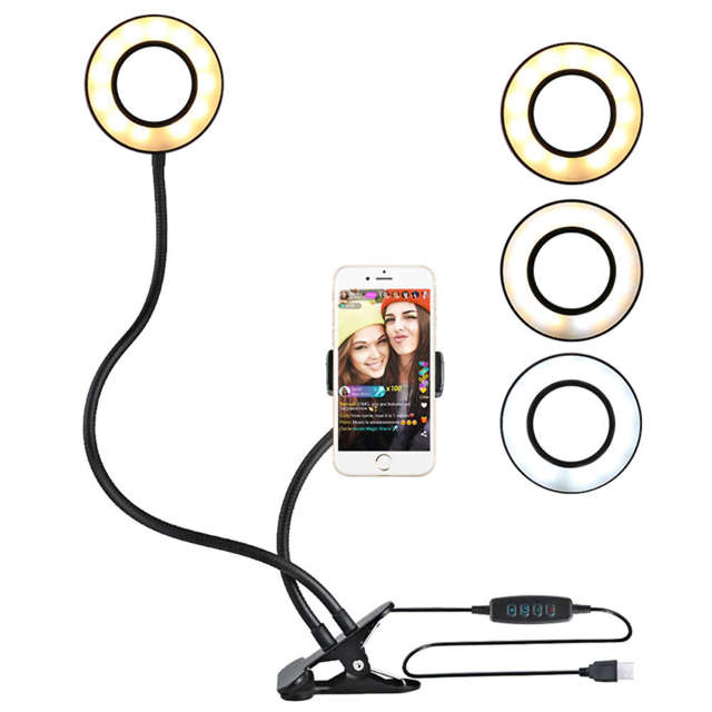 Foto-LED-Ringlicht für Selfie Alogy Telefonhalter Schwarz