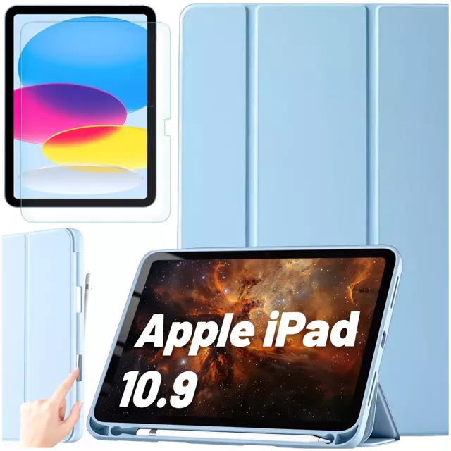 Glashülle für Apple iPad 10. Generation. 10,9" 2022 Tablet-Hülle Alogy Smart Case Bleistifthalter Blau