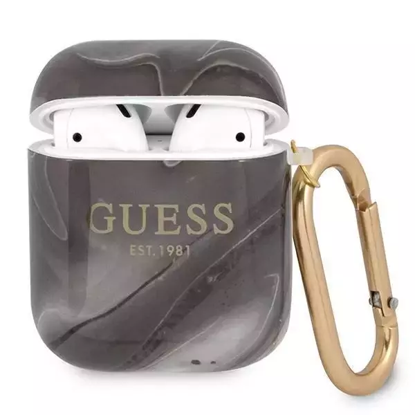 Guess GUA2UNMK AirPods decken Czarny/Black Marble Collection ab