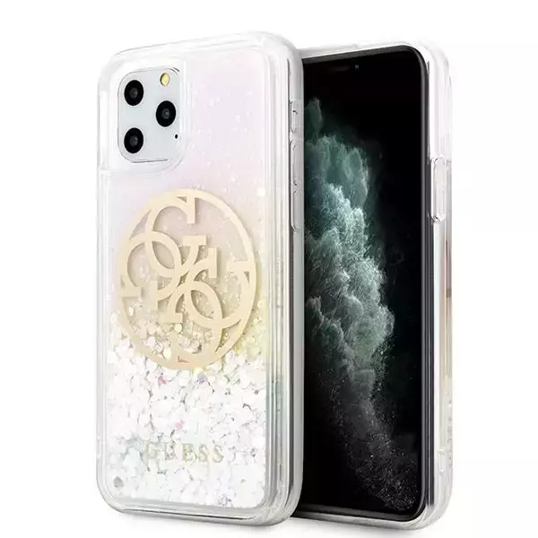 Guess GUHCN58LGIRGP iPhone 11 Pro Hartschalenetui Gradient Liquid Glitter Circle Logo