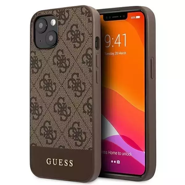 Guess GUHCP13SG4GLBR iPhone 13 mini 5,4" brązowy/brown Hard Case 4G Stripe Collection