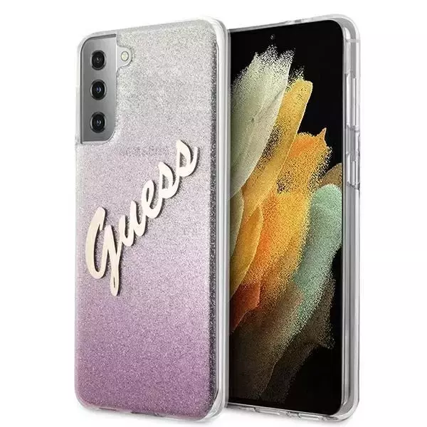 Guess GUHCS21MPCUGLSPI S21 G996 rosa / rosa Hardcase Glitter Gradient Script