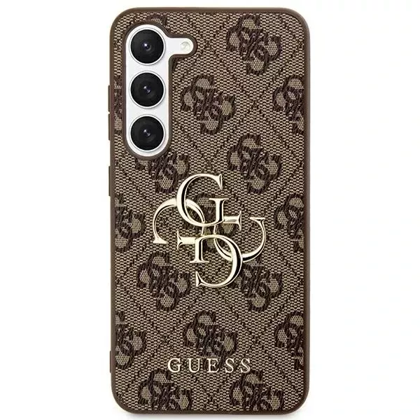 Guess GUHCS24L4GMGBR Hülle für Samsung Galaxy S24 Ultra S928 Braun/Braun Hardcase 4G Big Metal Logo