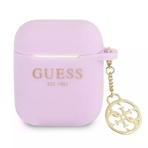 Guess Schutzhülle für AirPods cover lila/lila Silicone Charm 4G Collection