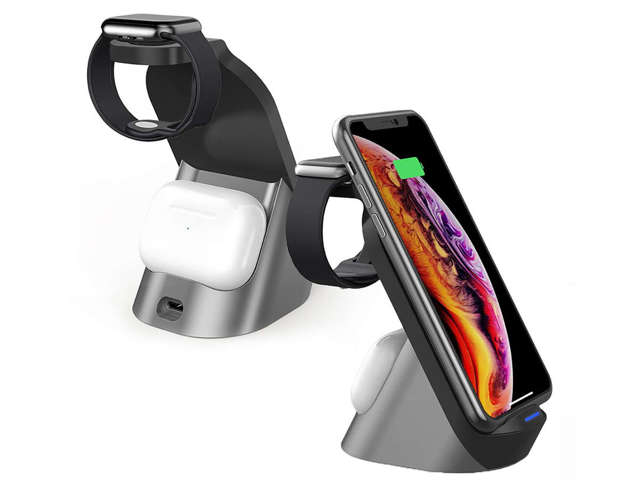 H18 Kabelloses Induktionsladegerät Ladestation für Apple iPhone / Airpods / Watch Black