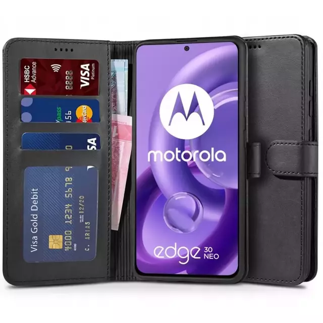 Handyhülle mit Geldbörse für Motorola Edge 30 Neo Black