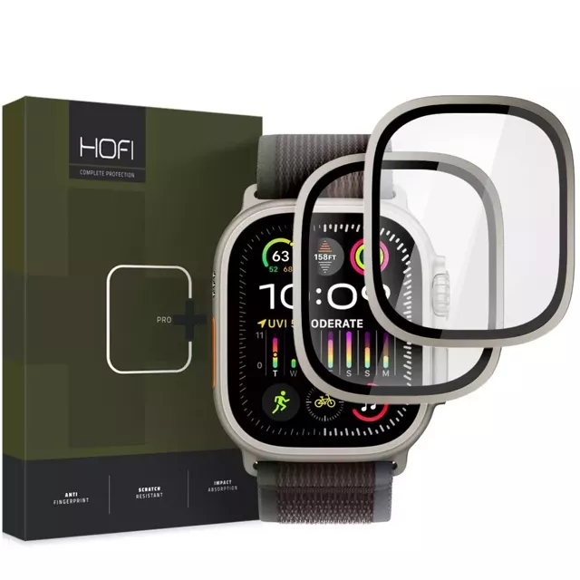 Hofi Glass Ring 2er-Pack gehärtetes Glas für Apple Watch Ultra 1/2 (49 mm) Titan