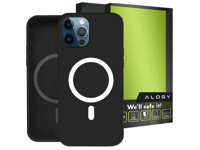 Hülle für MagSafe Alogy Ultra Slim Mag für Qi-Ladegeräte für iPhone 12 / Pro Schwarz