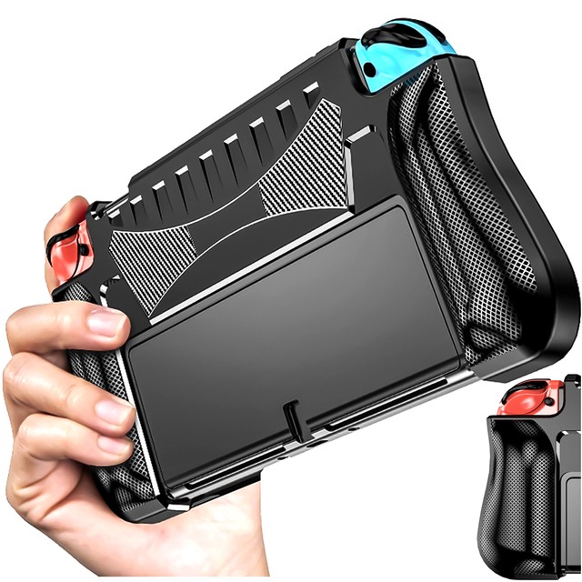 Hülle für Nintendo Switch OLED-Gehäuse Case verstärkte Griffabdeckung Alogy Black