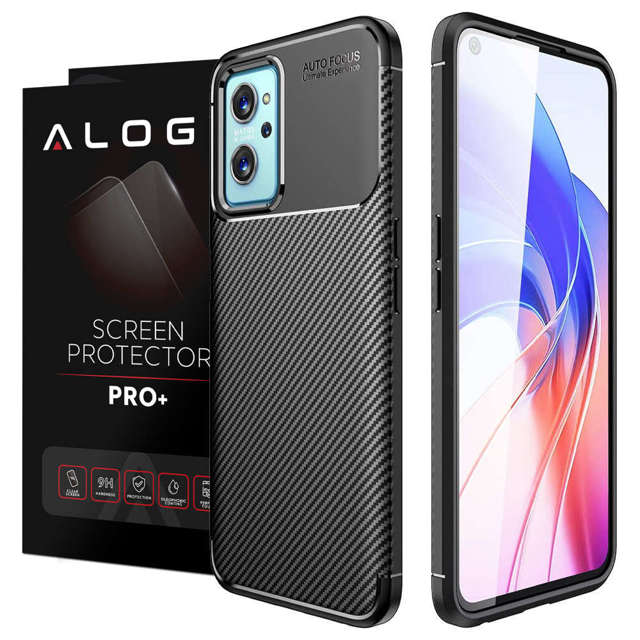 Hülle für Realme 9i Alogy Rugged Armor.TPU Carbon Black Glass Hülle