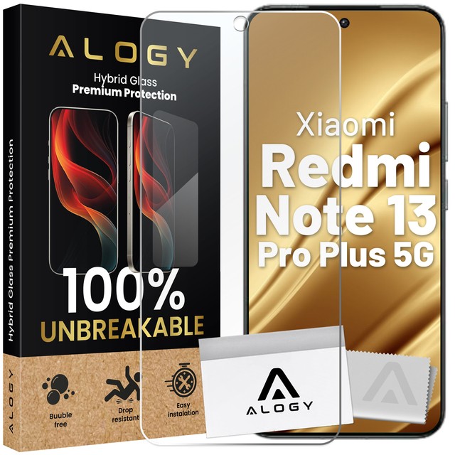 Hybridglas für Xiaomi Redmi Note 13 Pro Plus 5G Bildschirmabdeckung Alogy Flexi Glass 9H Hüllenfreundliche Flachbildschirmabdeckung